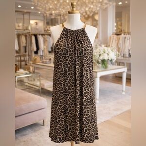 Michael Kors Leopard Chain Halter Dress • Size M
